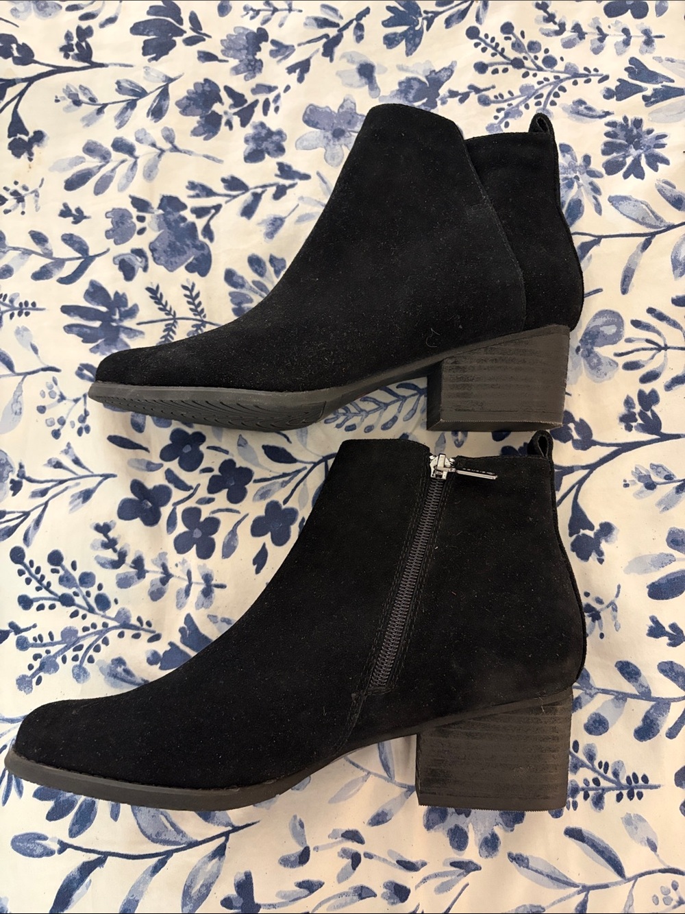 Blondo Black Suede Ankle Booties with Side Zip